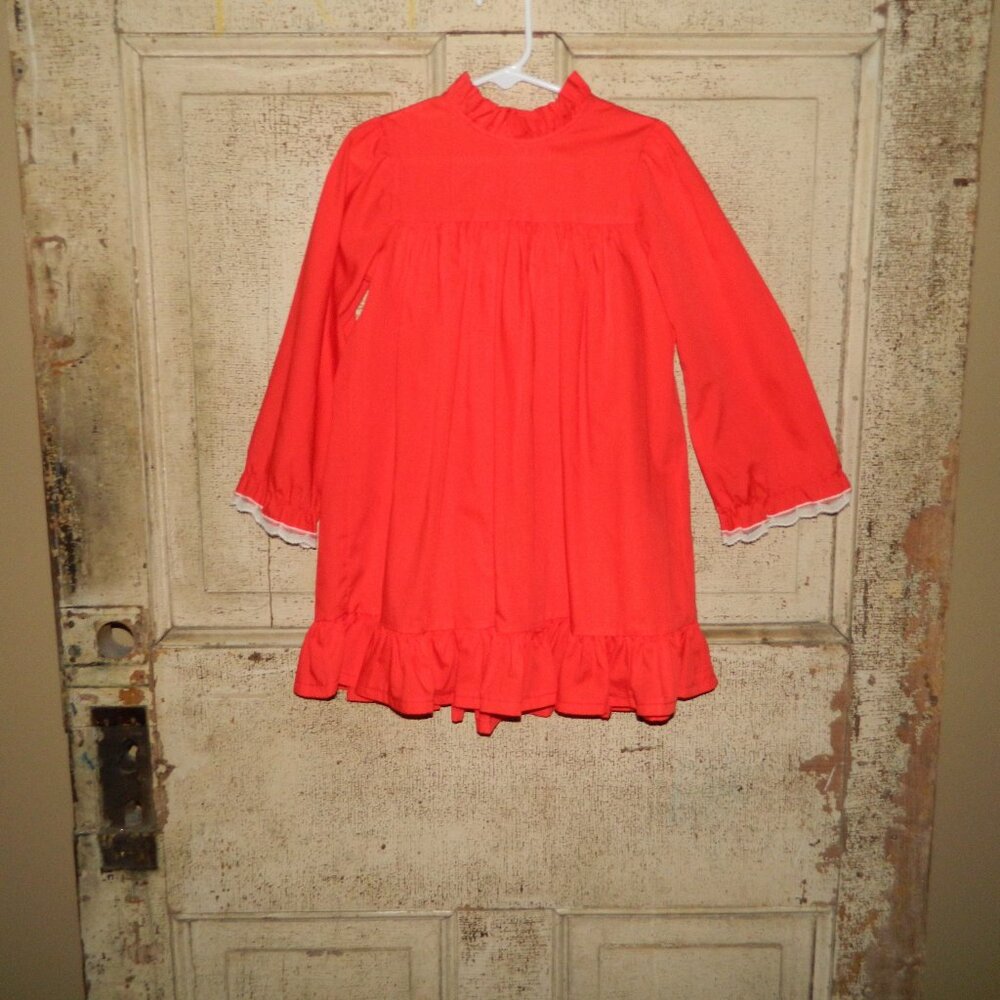 Vintage Bryan Red Ruffle Lace Dress Size Girls 5 (J-37)